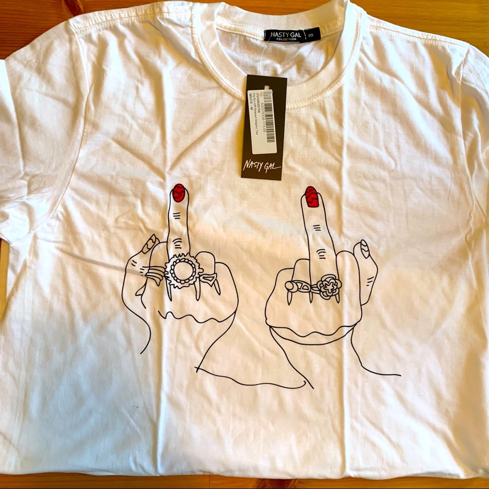 Nasty Gal Flip Em Off Middle Finger Relaxed Tee